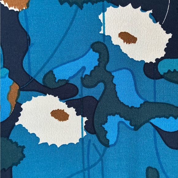 Marimekko Flowy Blue Teal Floral V-Neck Tunic - Picture 3 of 4